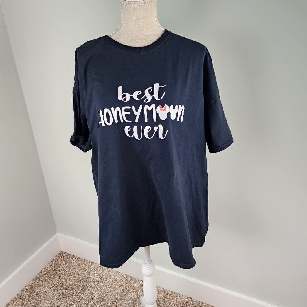 FRUIT OF THE LOOM HONEYMOON SHIRT WITH MINNI MOUSE SIZE 2X NAVY BLUE